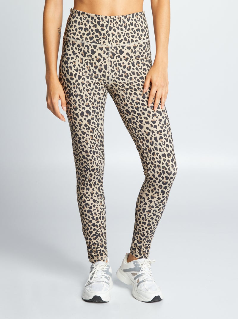 Leggings de desporto com estampado 'leopardo' BEGE - Kiabi