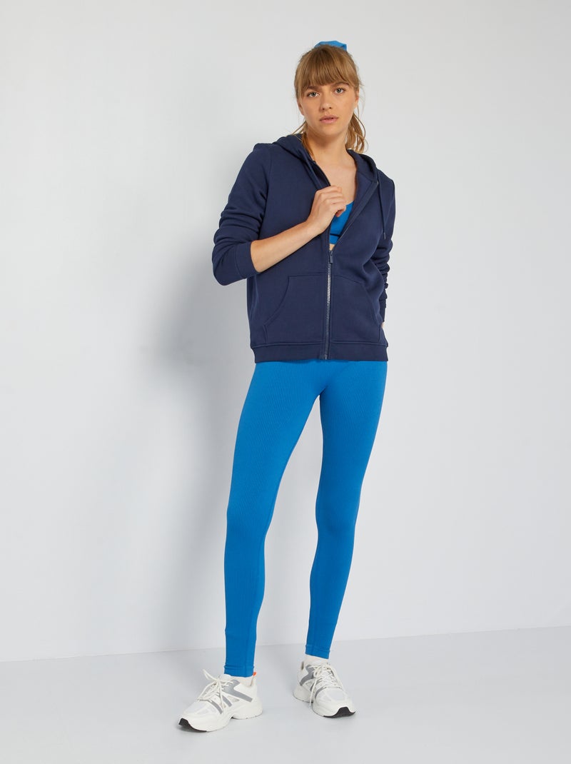 Leggings de desporto em malha canelada Azul - Kiabi