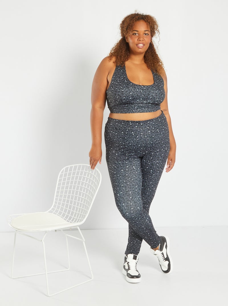 Leggings de desporto leopardo CINZA - Kiabi