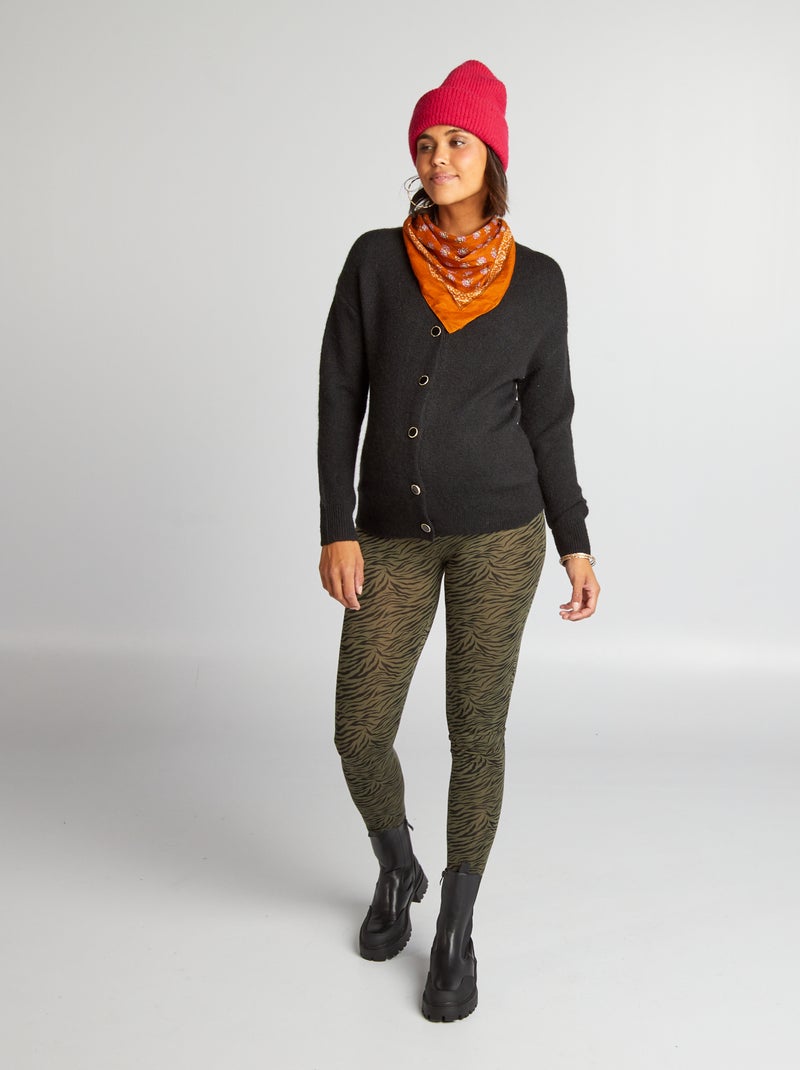 Leggings de grávida com estampado em tecido ultra suave CAQUI - Kiabi