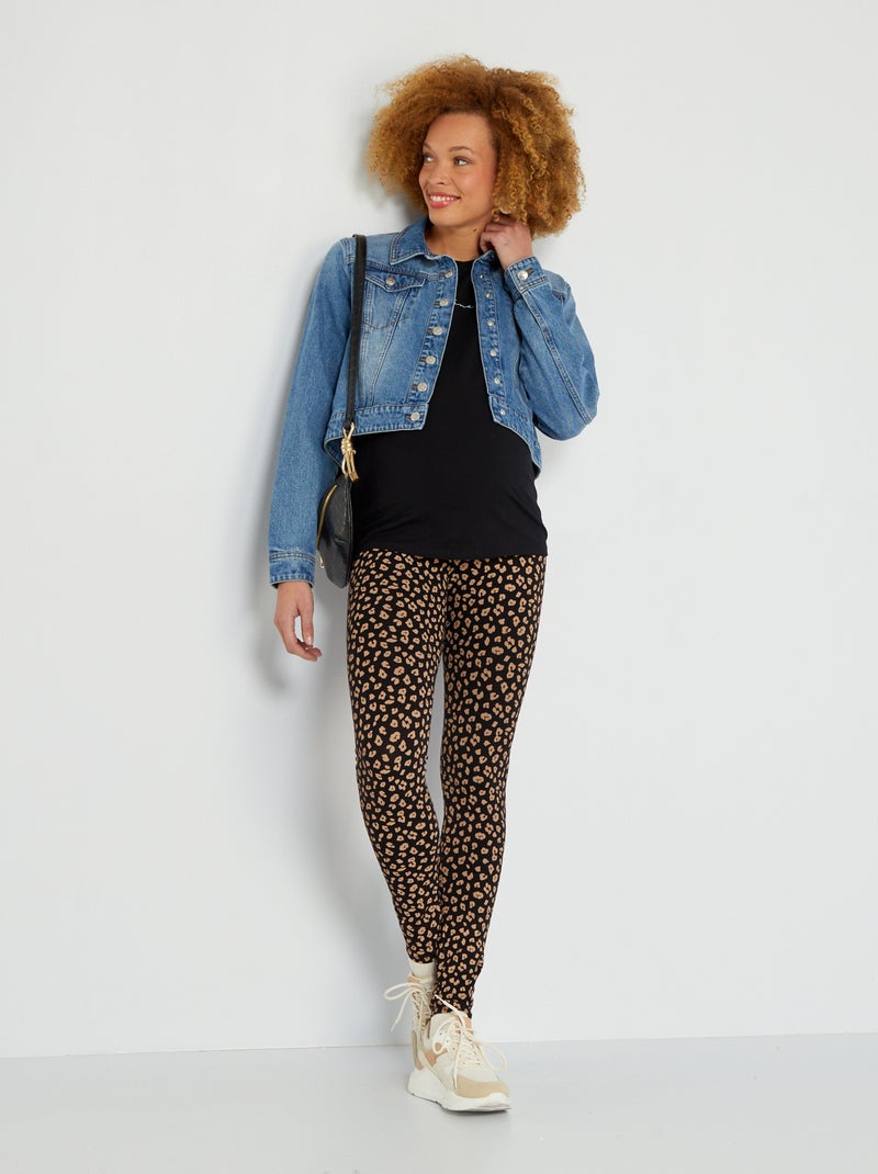 Leggings de grávida com motivo 'leopardo' PRETO - Kiabi