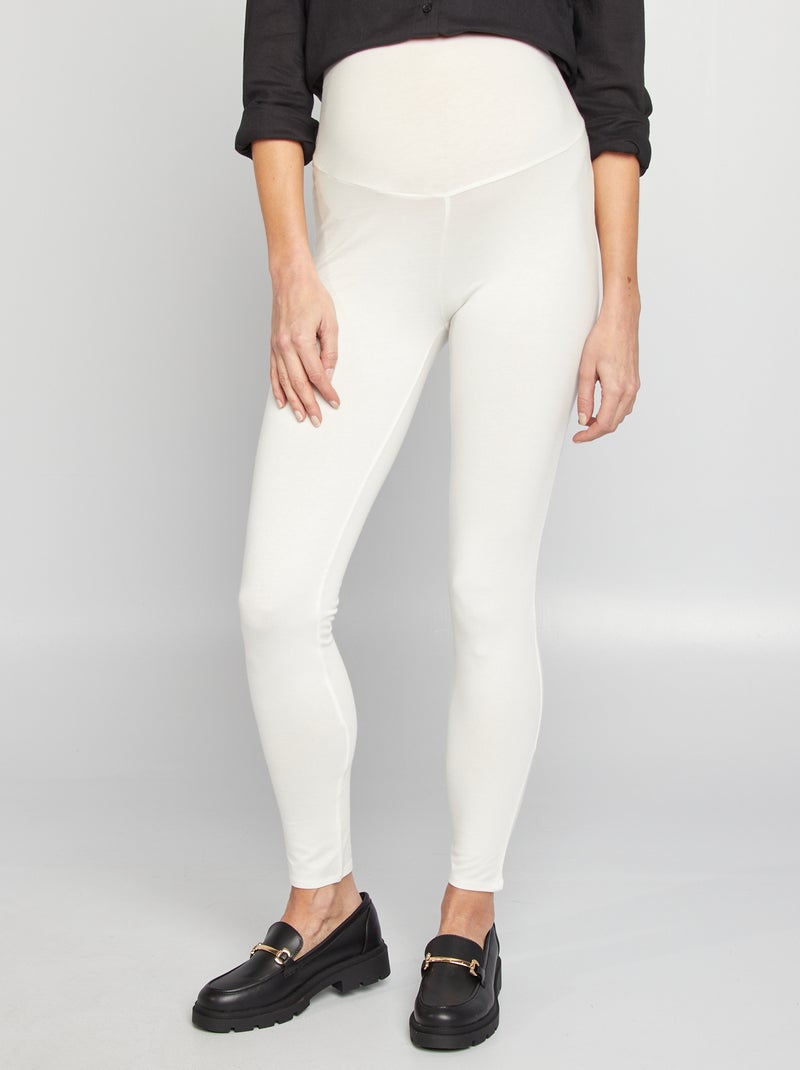 Leggings de grávida compridas em jersey lisa Branco - Kiabi