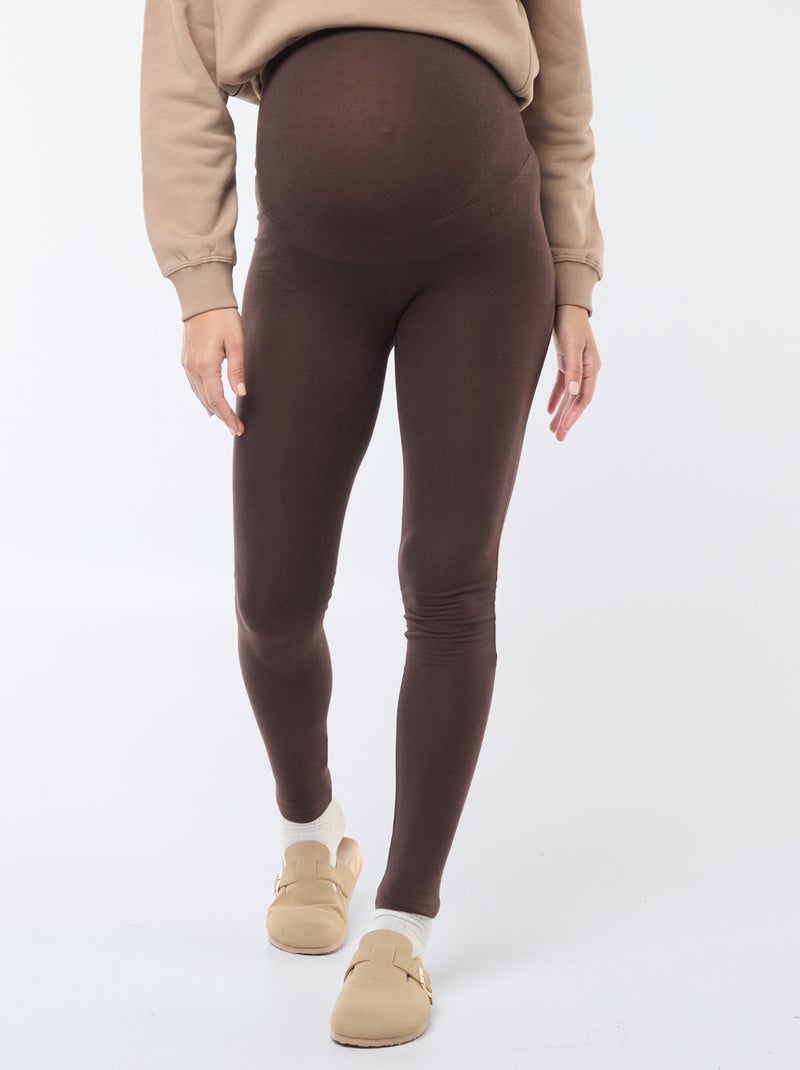 Leggings de grávida compridas em jersey lisa Castanho - Kiabi