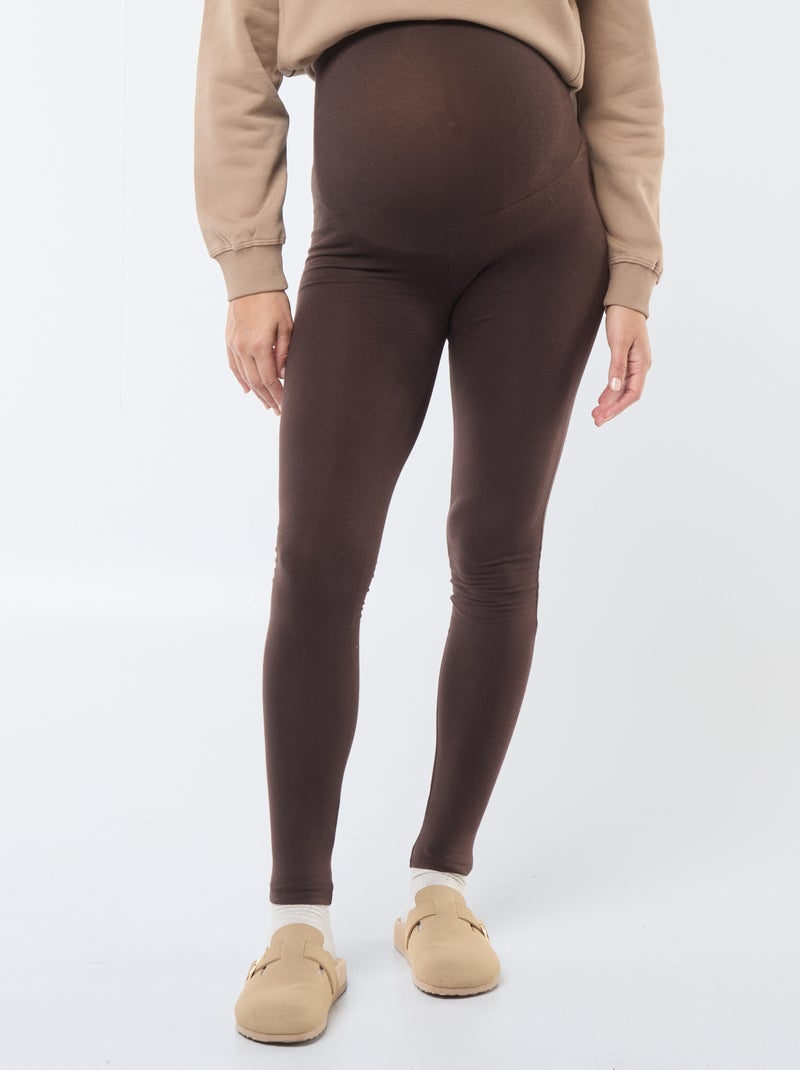 Leggings de grávida compridas em jersey lisa Castanho - Kiabi