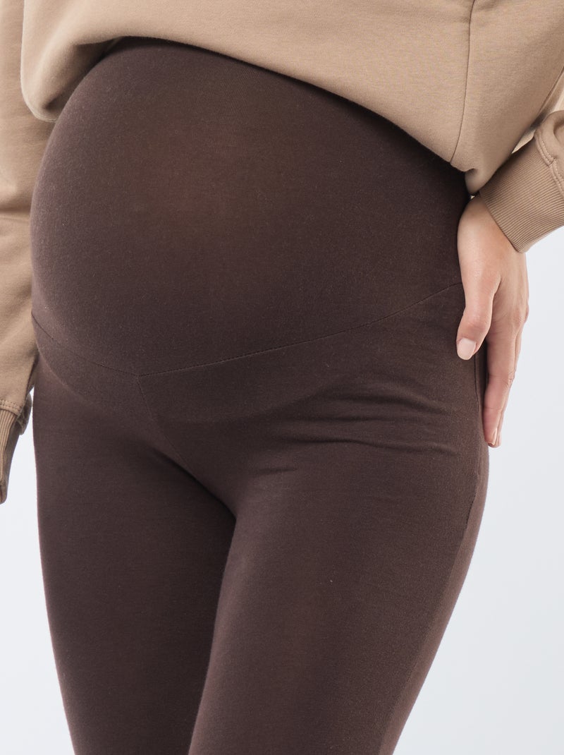 Leggings de grávida compridas em jersey lisa Castanho - Kiabi