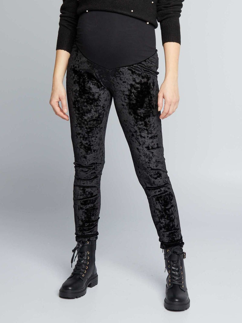 Leggings de grávida em veludo Preto - Kiabi