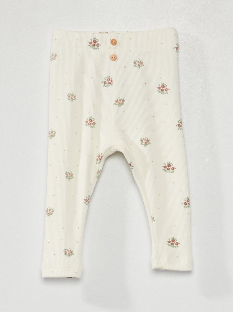 Leggings de malha canelada BRANCO - Kiabi