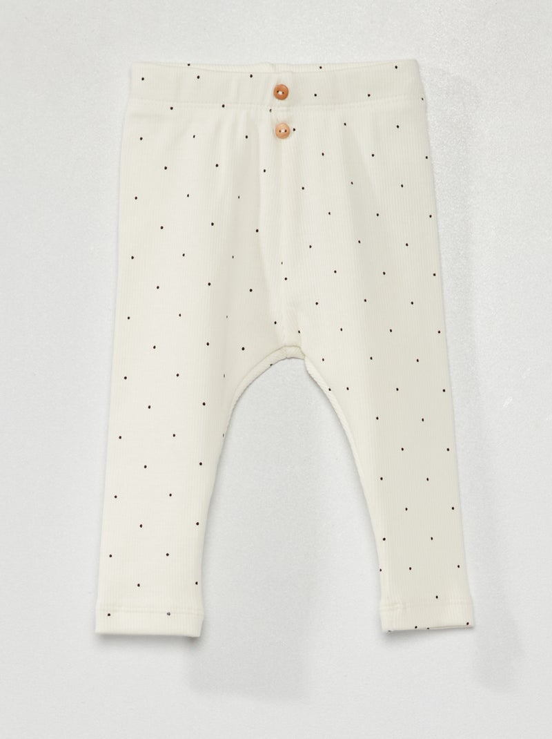 Leggings de malha canelada BRANCO - Kiabi