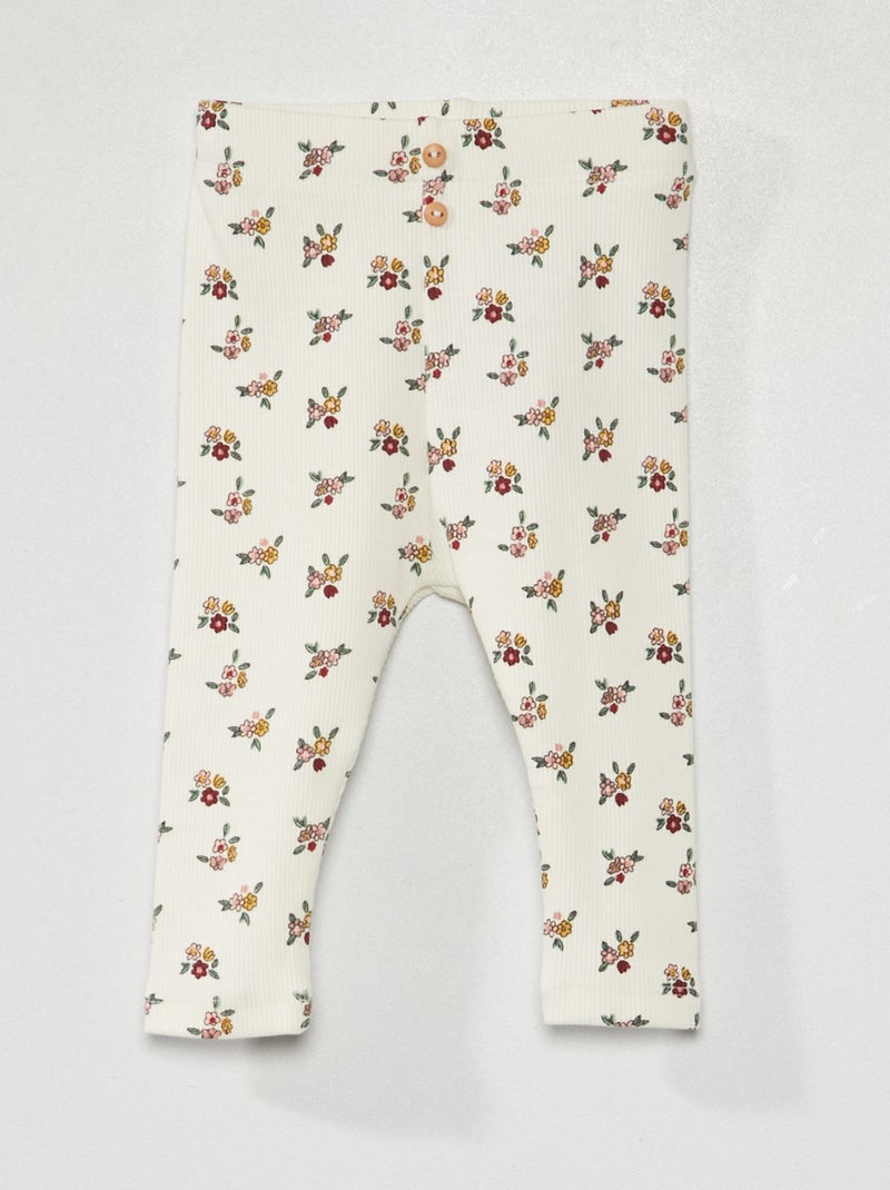 Leggings de malha canelada BRANCO - Kiabi