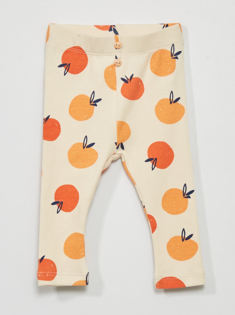 Leggings de malha canelada BRANCO - Kiabi