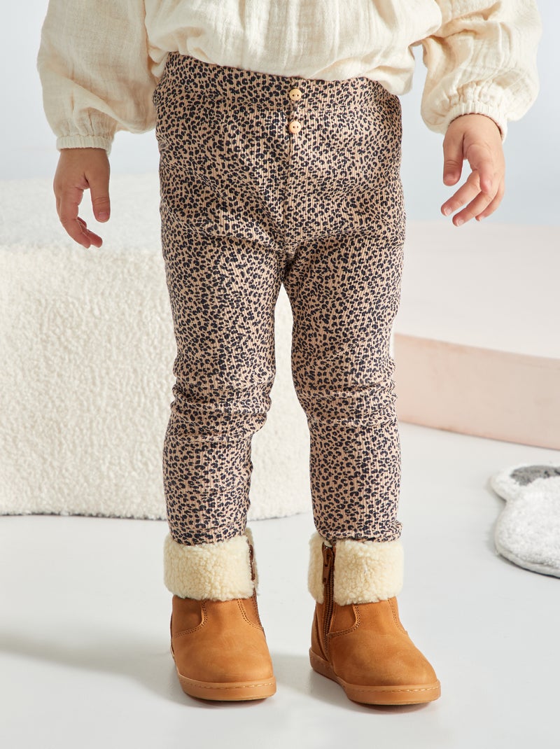 Leggings de malha canelada Leopardo - Kiabi