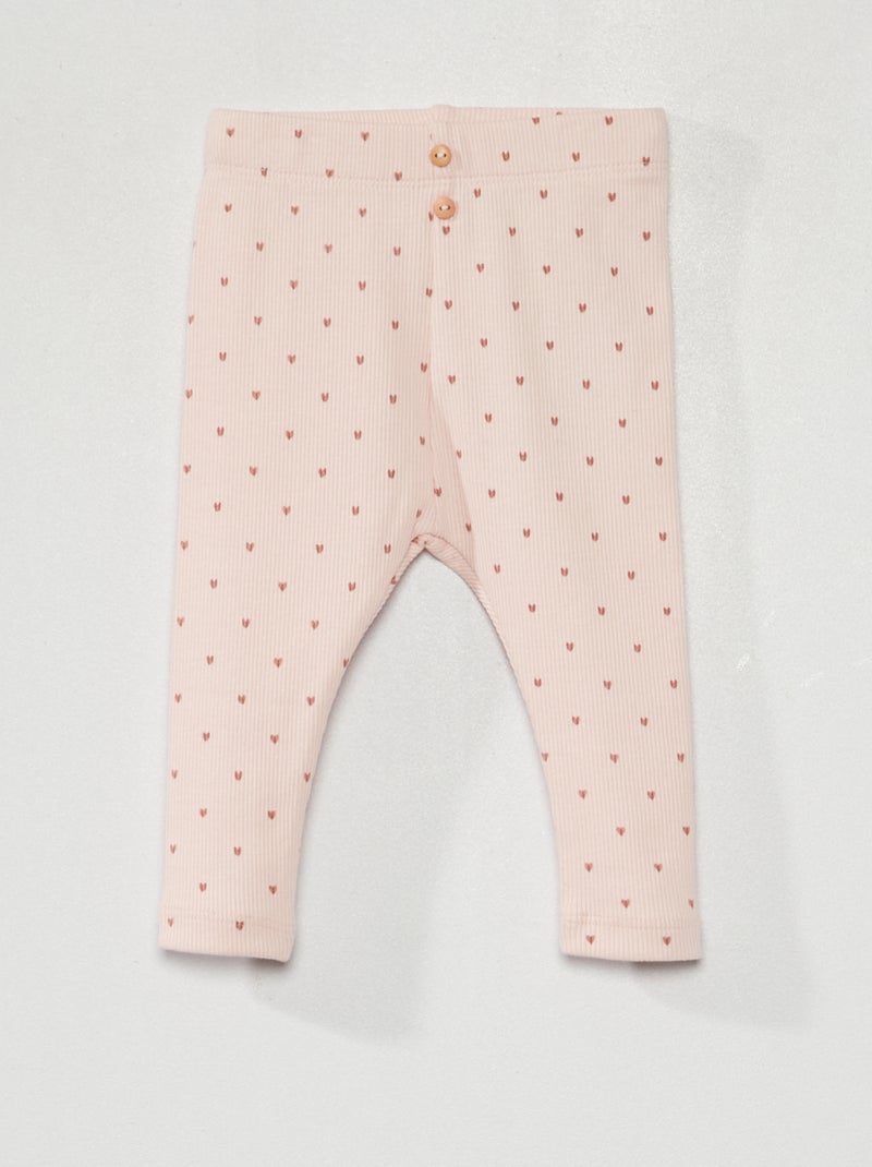 Leggings de malha canelada ROSA - Kiabi
