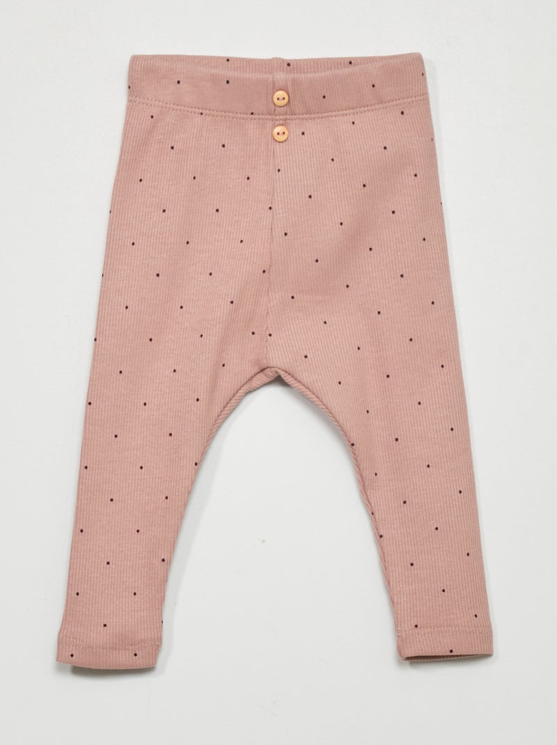 Leggings de malha canelada ROSA - Kiabi