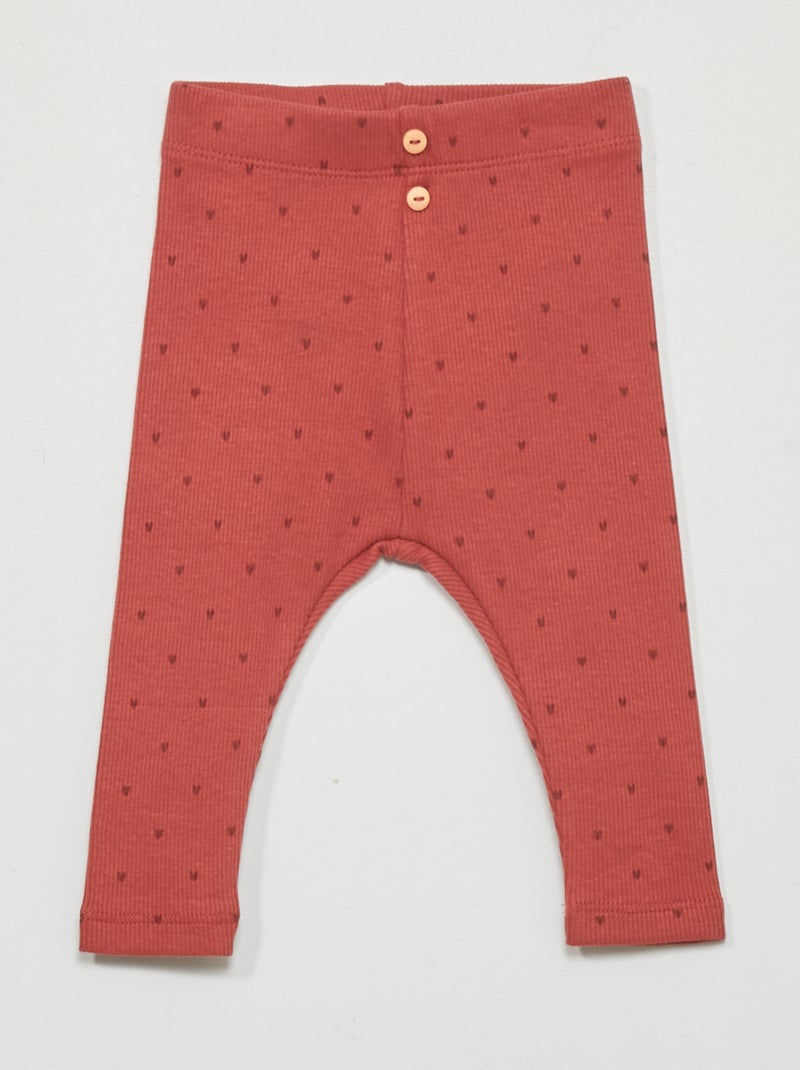Leggings de malha canelada VERMELHO - Kiabi