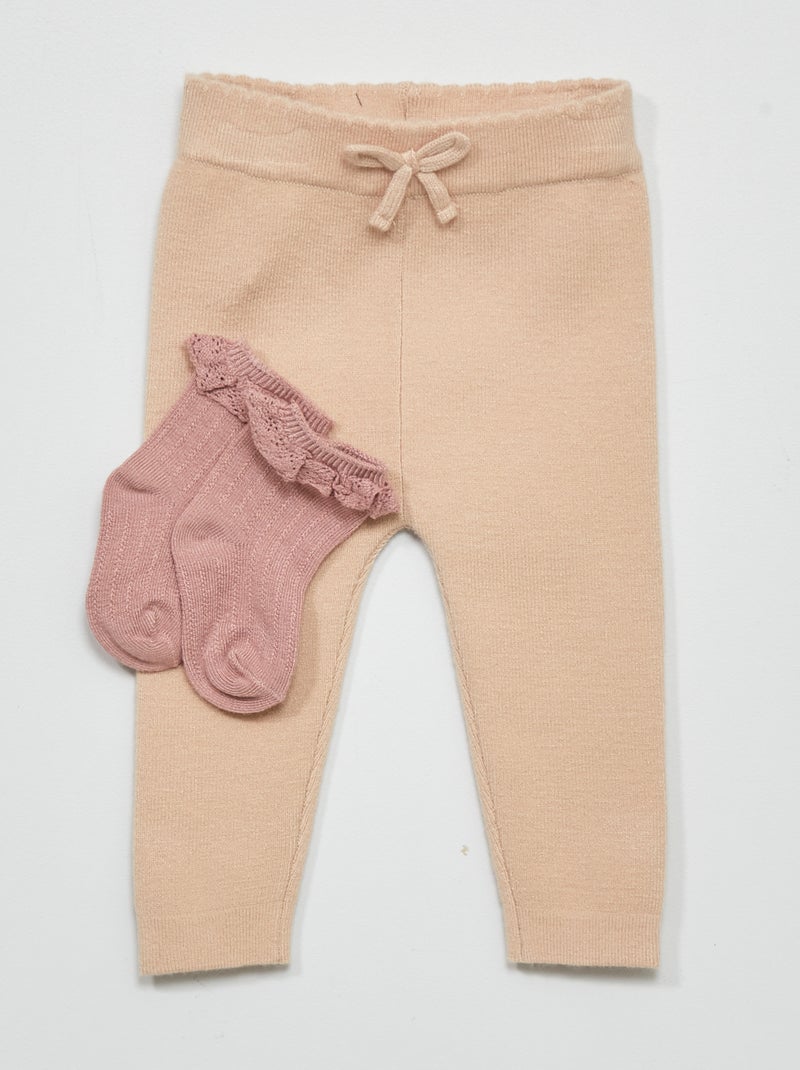 Leggings de malha compacta BEGE - Kiabi