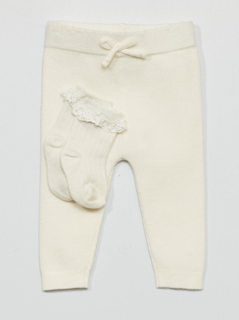 Leggings de malha compacta Branco - Kiabi