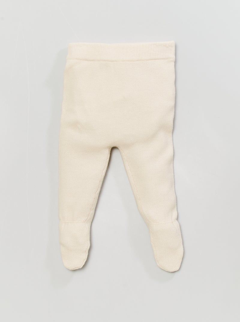Leggings de malha em ponto de arroz BRANCO - Kiabi