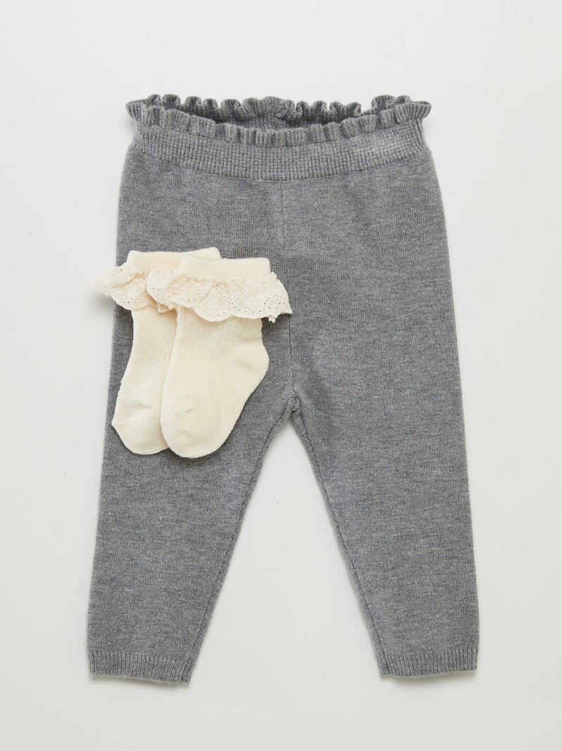 Leggings de malha + meias - 2 peças CINZA - Kiabi