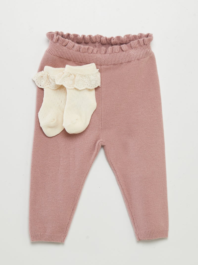 Leggings de malha + meias - 2 peças ROSA - Kiabi