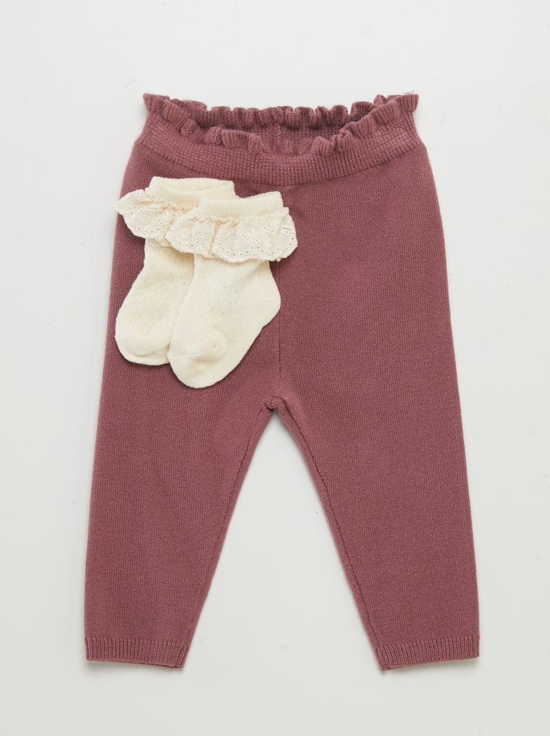 Leggings de malha + meias - 2 peças ROSA - Kiabi