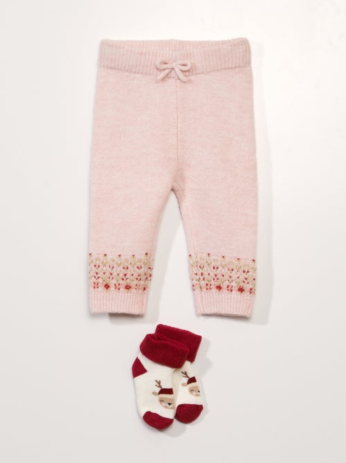 Leggings de malha + meias de Natal - 2 peças - Kiabi