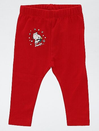 Leggings de Natal com estampado 'Snoopy' em jersey de algodão liso