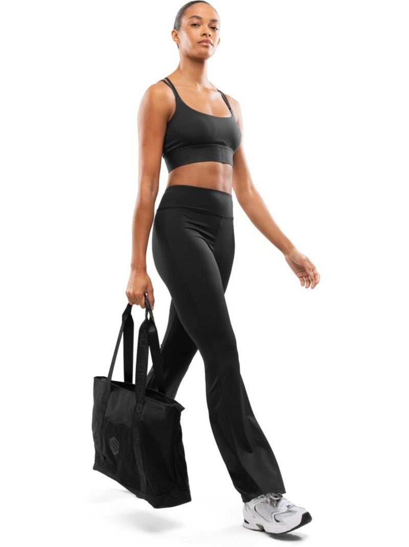 Leggings de treino à boca de sino para mulher Preto - Kiabi