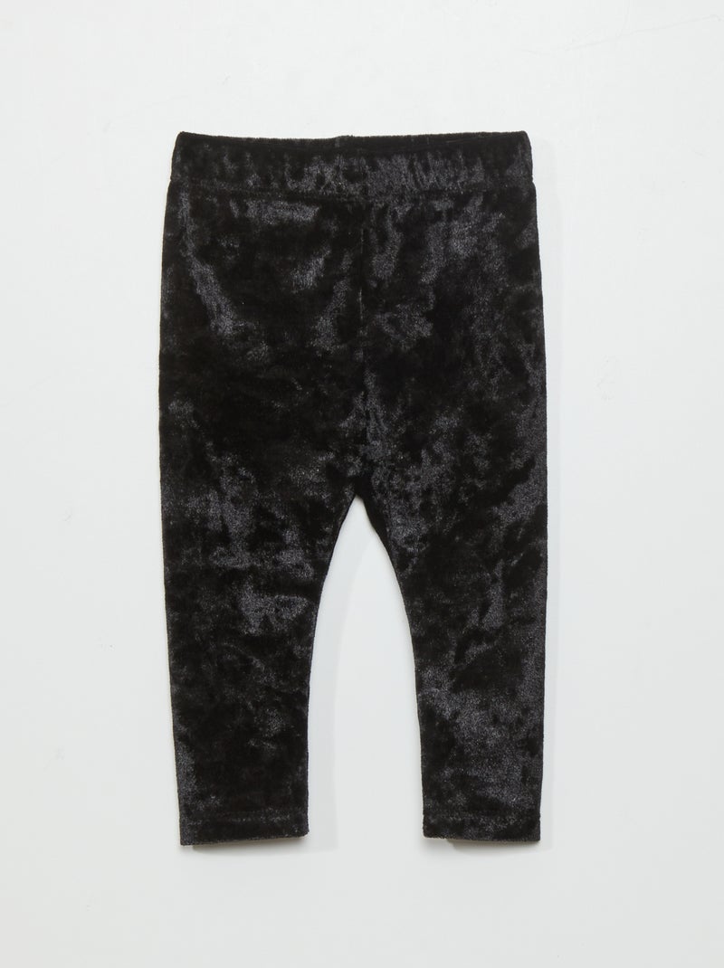 Leggings de veludo acetinado Preto - Kiabi