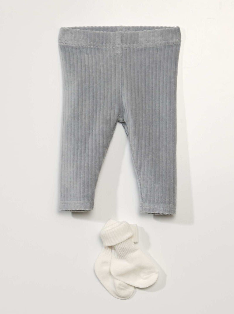 Leggings de veludo + meias AZUL - Kiabi