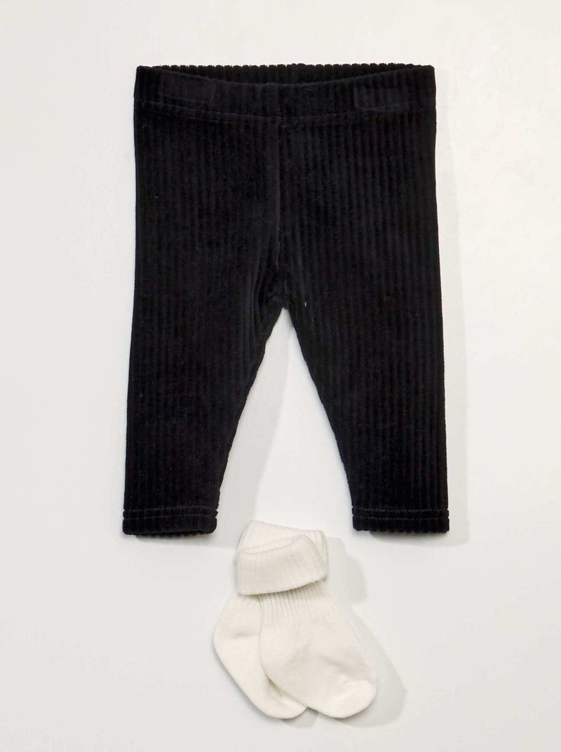 Leggings de veludo + meias Preto - Kiabi