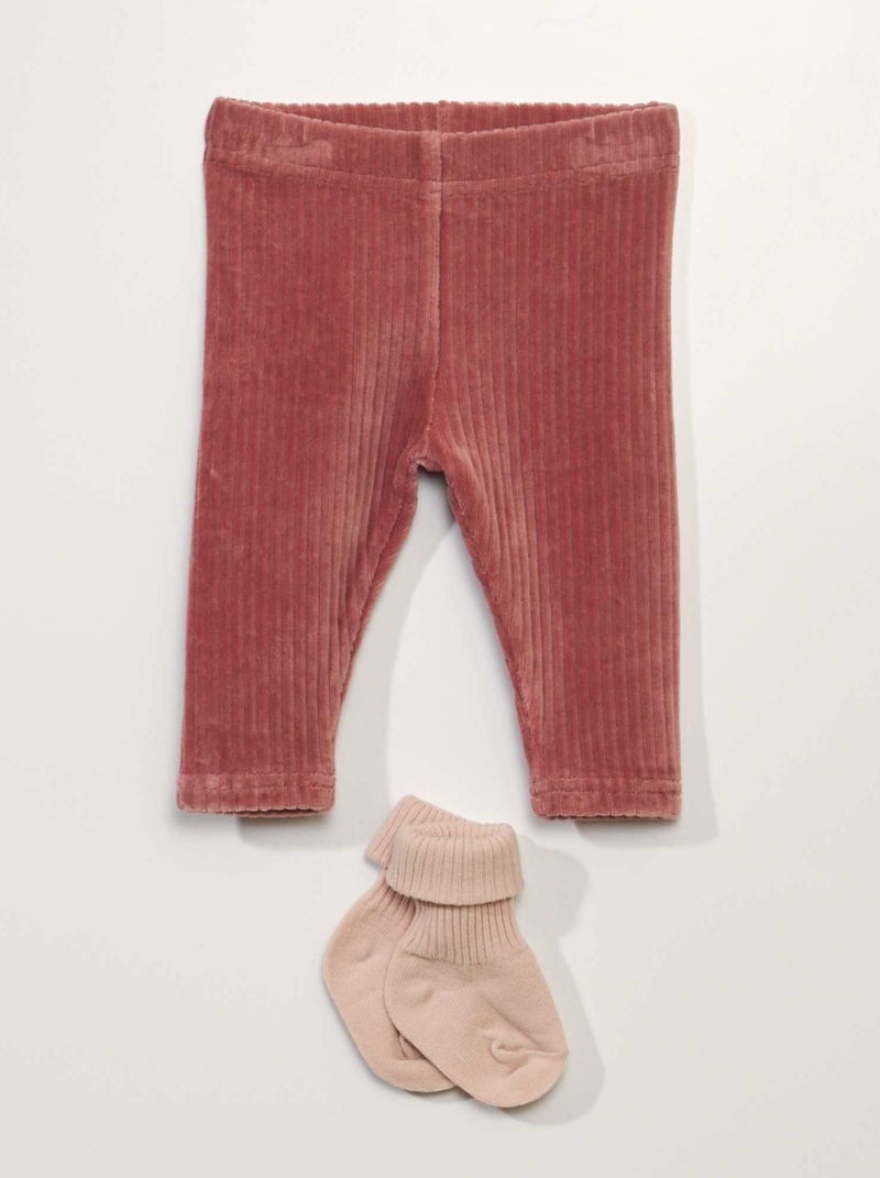 Leggings de veludo + meias ROSA - Kiabi