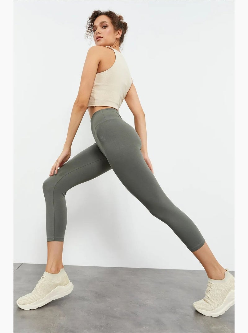 Leggings desportivas capri de cintura subida tommy Cáqui - Kiabi