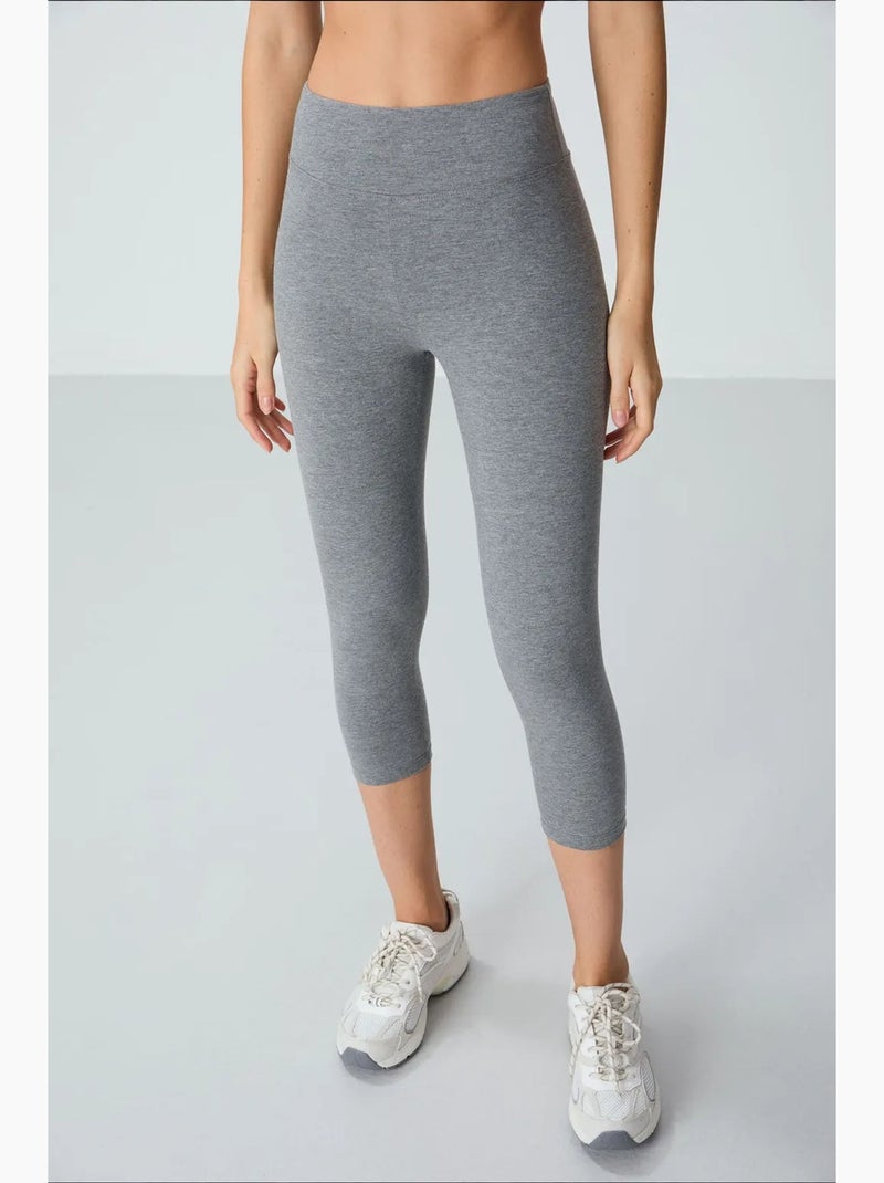 Leggings desportivas capri de cintura subida tommy Preto Cinza - Kiabi