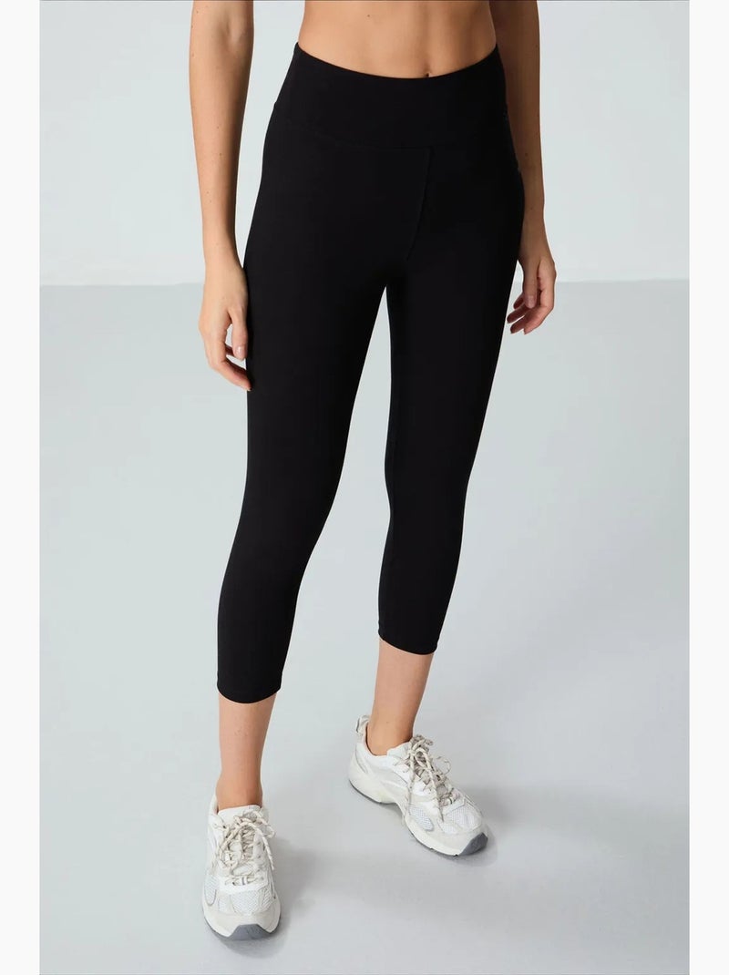 Leggings desportivas capri de cintura subida tommy Preto Cinza - Kiabi