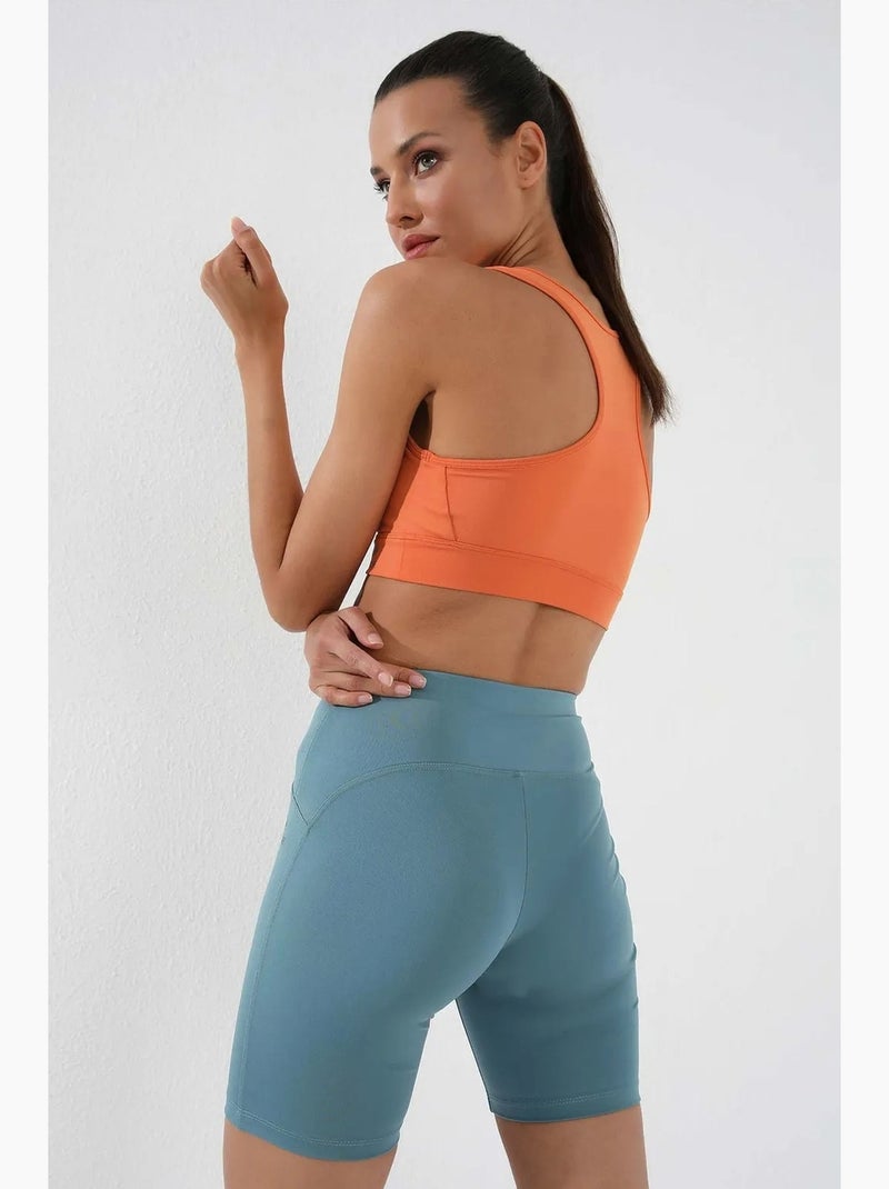 Leggings desportivos curtos de cintura subida tommy Azul-celadon - Kiabi
