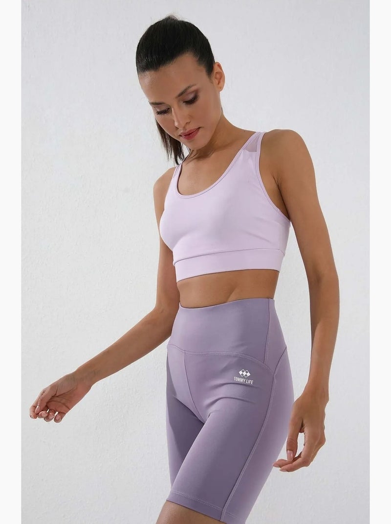 Leggings desportivos curtos de cintura subida tommy Lavanda - Kiabi