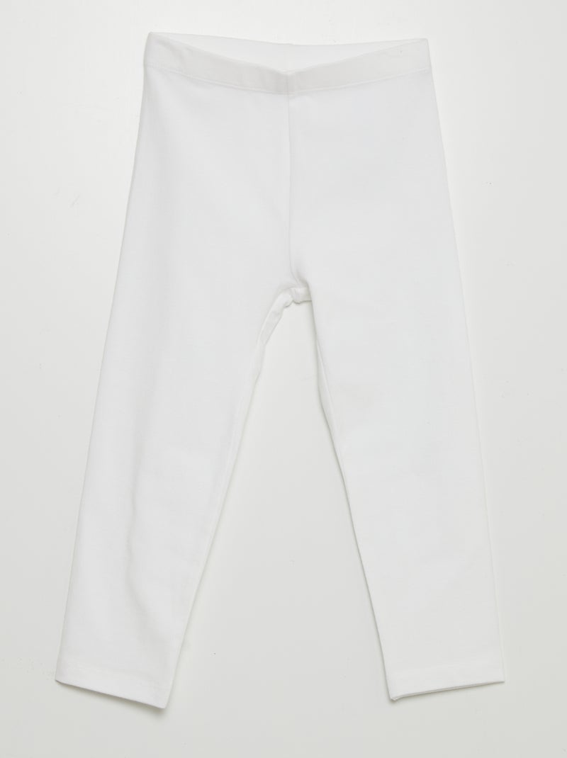 Leggings elásticas com corte 3/4 abaixo do joelho Branco - Kiabi
