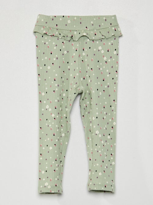 Leggings elásticas em malha nervurada - Kiabi