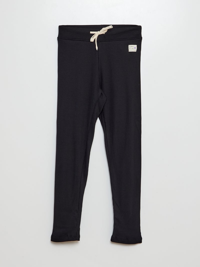 Leggings elásticas nervuradas Preto - Kiabi