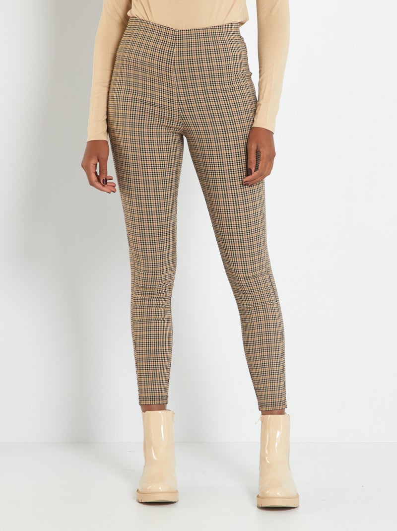 Leggings elásticas 'Príncipe de Gales' MARROM - Kiabi