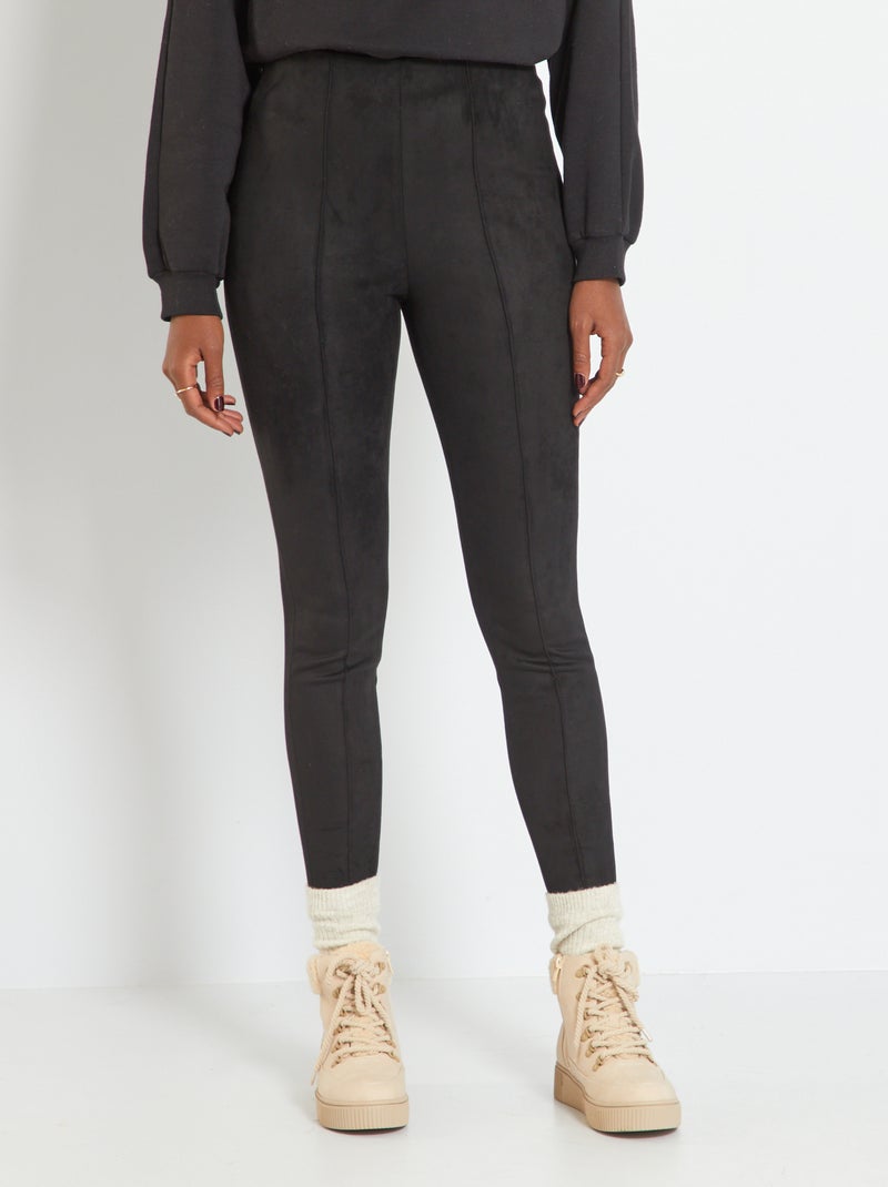 Leggings em camurça sintética Preto - Kiabi
