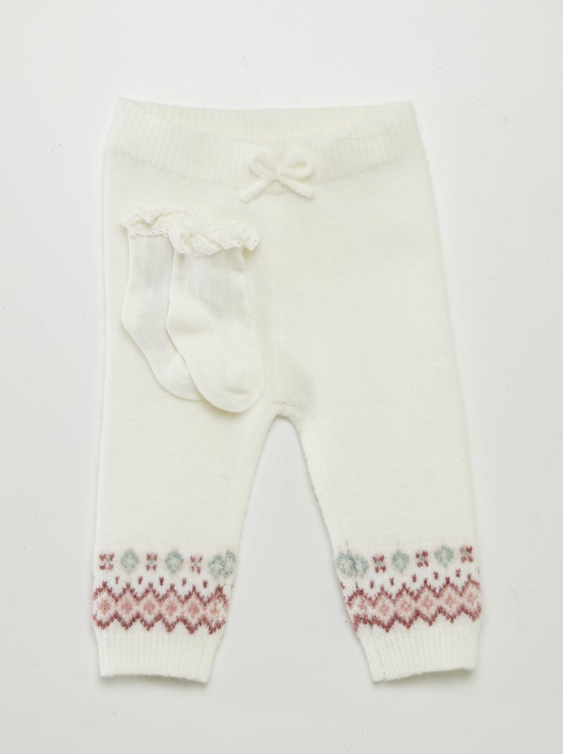 Leggings em jacquard + meias BRANCO - Kiabi
