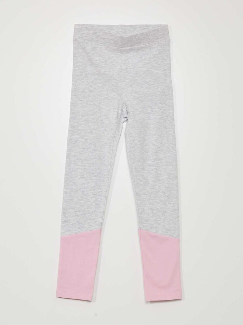 Leggings em jersey com parte inferior contrastante CINZA - Kiabi