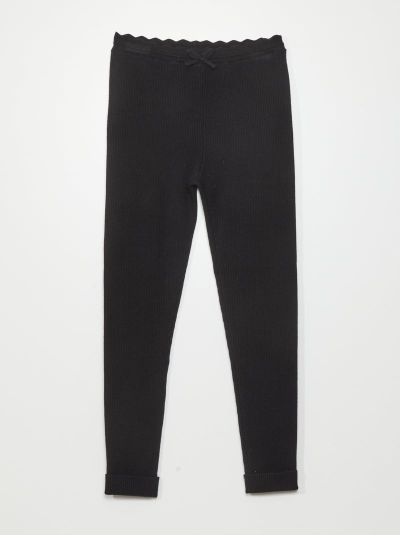 Leggings em malha canelada Preto - Kiabi