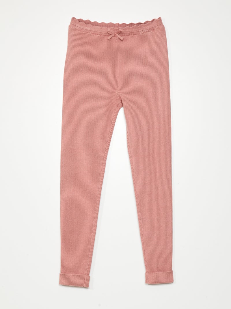 Leggings em malha canelada ROSA - Kiabi