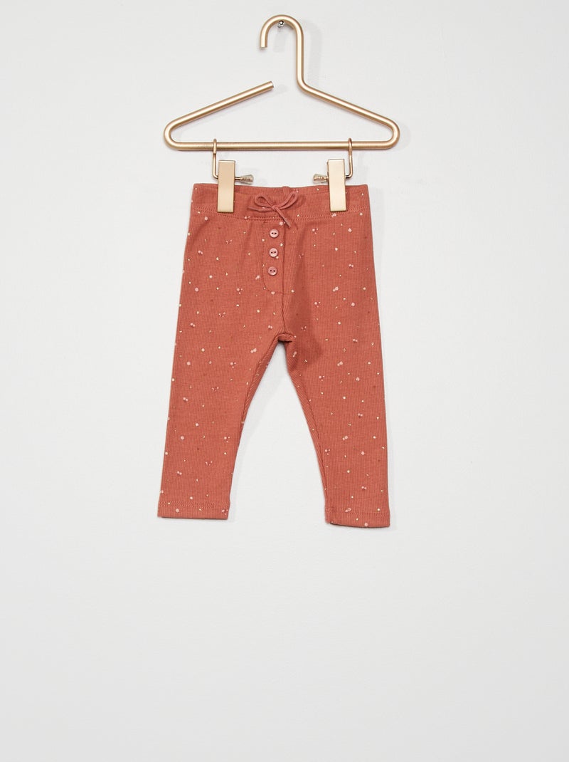 Leggings em malha canelada ROSA - Kiabi
