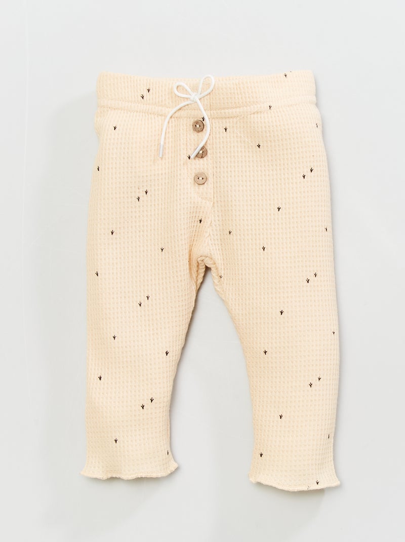 Leggings em malha gofrada BEGE - Kiabi
