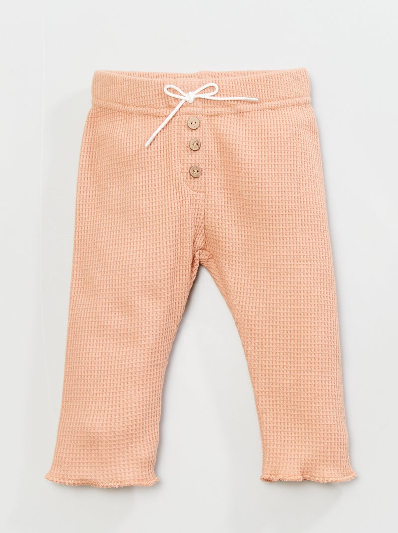 Leggings em malha gofrada BEGE - Kiabi