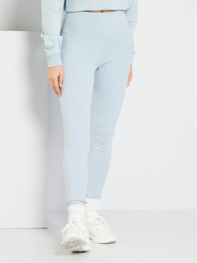 Leggings em malha nervurada Azul Acinzentado - Kiabi