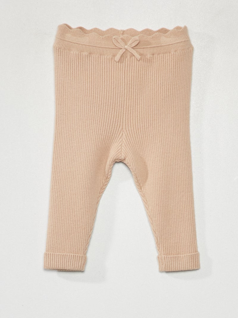 Leggings em malha nervurada BEGE - Kiabi